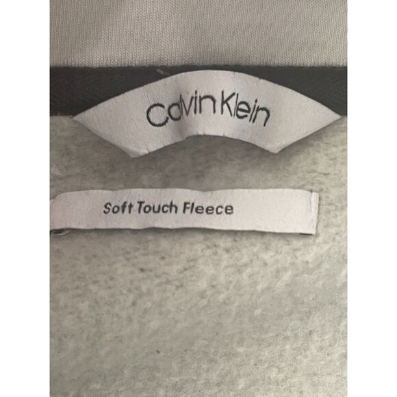 Calvin Klein Soft Touch Fleece Vintage Front Zip Logo Sweatshirt Streetwear SZ L - Picture 6 of 9